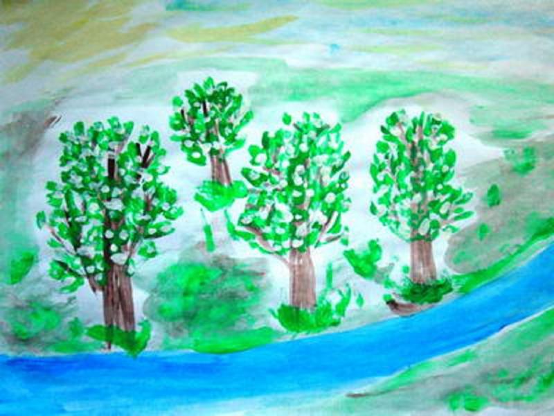 Конспект занятия в детском саду по рисованию монотипиядеревья смотрят в озеро