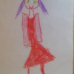 Карандашная девочка в красном платье