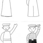 Схема поэтапного рисования моряка
