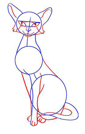 Сидящая кошка, на круги-основы наращивается тело